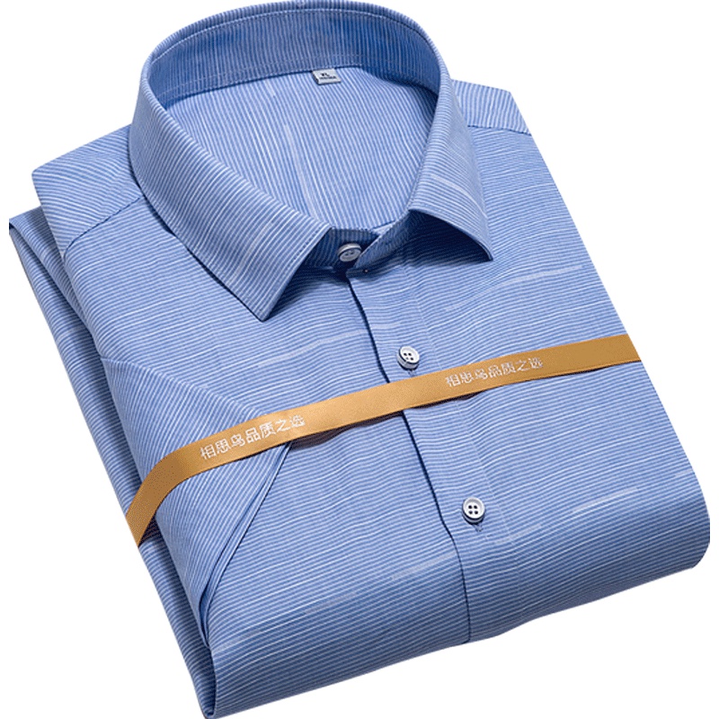 红豆旗下相思鸟（xiangsiniao）中年男士条纹清新短袖衬衫C1507