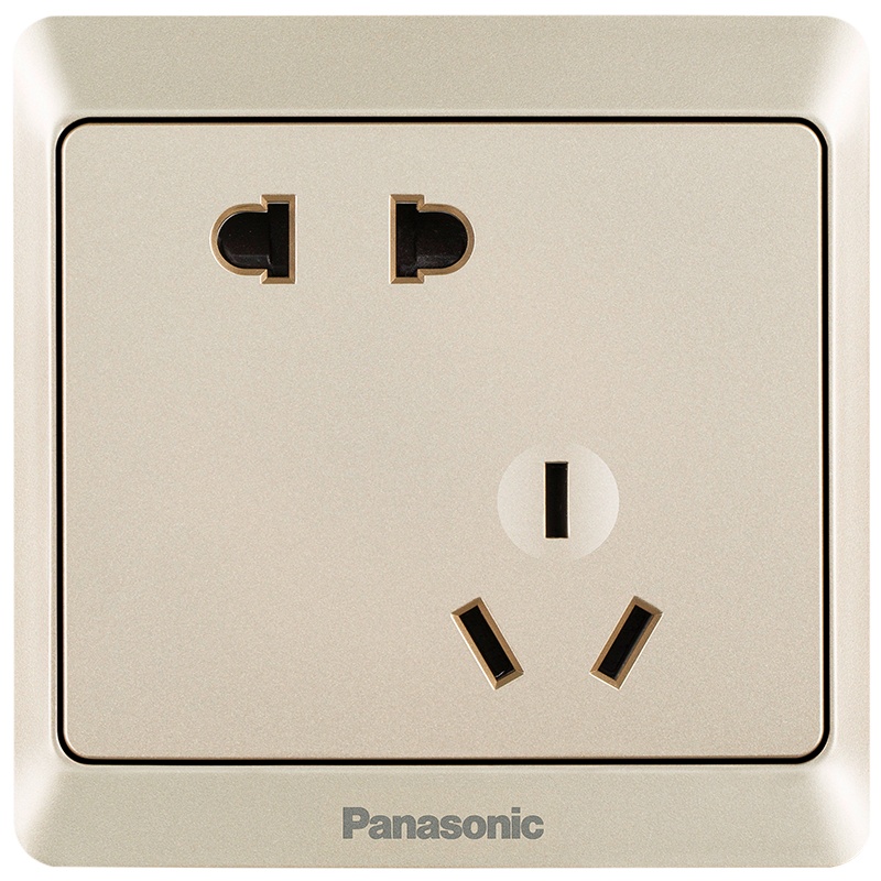 松下开关插座面板雅悦金色五孔带USB空调三孔16A一开二开单控双控5空