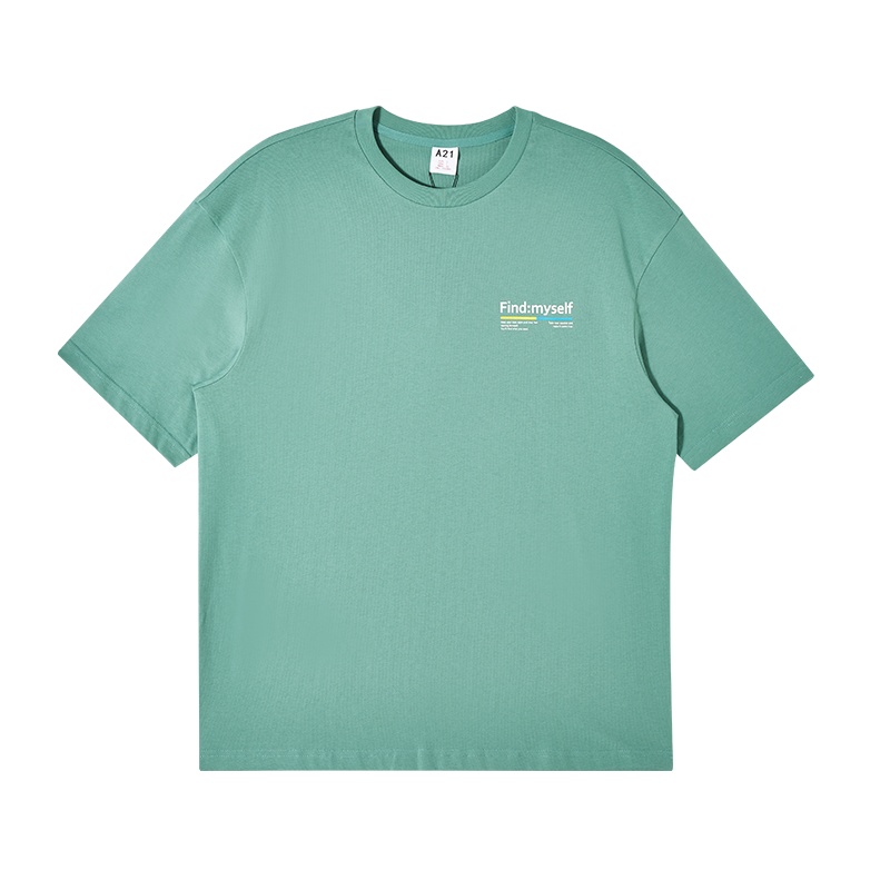 A21男装针织宽松圆领落肩短袖T恤衫