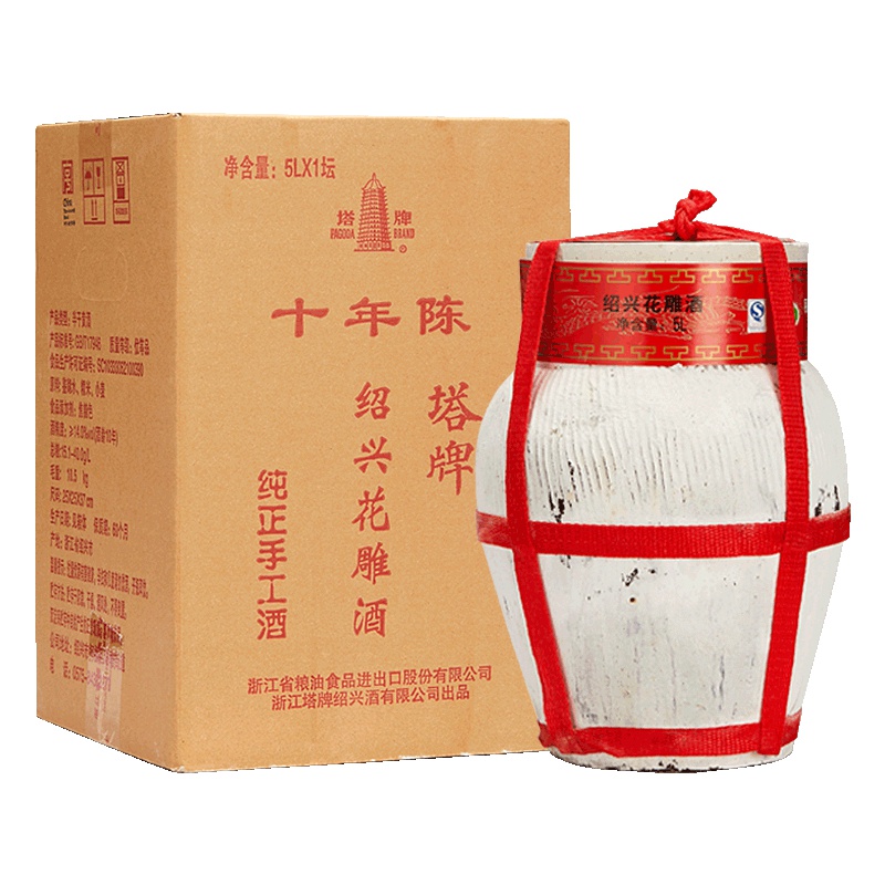 塔牌绍兴黄酒十年陈手工冬酿花雕酒5L坛装糯米酒加饭酒半干型黄酒