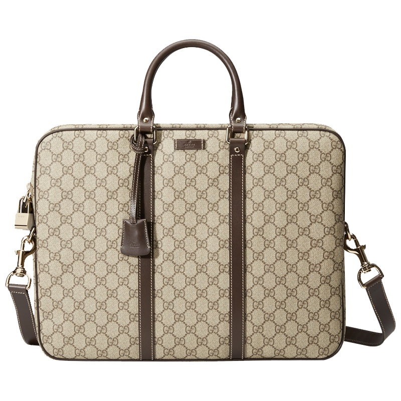 GUCCI 古驰男包 gucci古琦奢侈品商务休闲手提公文包单肩包 米色/乌木色