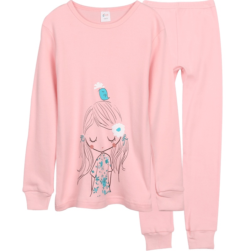 红豆儿童内衣套装中大童低圆领纯棉女童睡衣两件套全棉保暖内衣大男童秋衣秋裤套装