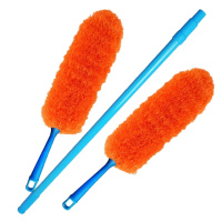 双头橘色+伸缩杆+衣叉头 鸡毛掸子除尘家用打扫卫生神器可水洗扫床刷子可弯曲可伸缩家用