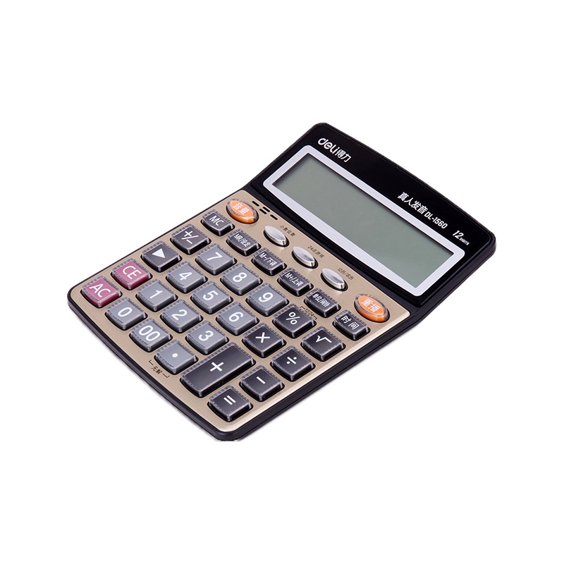 得力(deli) 语音计算器 1560 金色 单台装