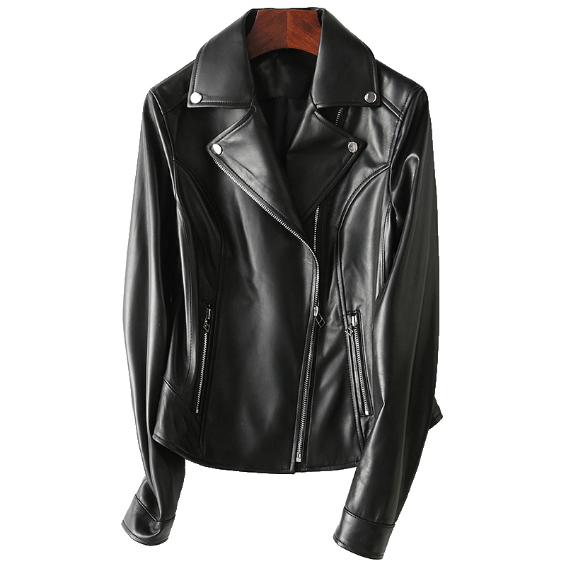 憨厚皇后 2019海宁真皮皮衣女春新款绵羊皮机车款修身短款外套 T