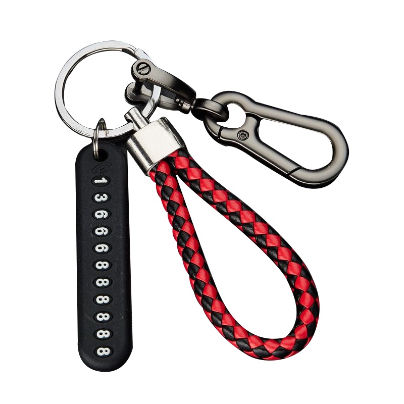 [黑色钥匙扣+黑色绳子+号码牌]车用钥匙扣防丢汽车钥匙扣男士情侣迷你锁匙扣挂件钥匙链环圈多功能挂绳子