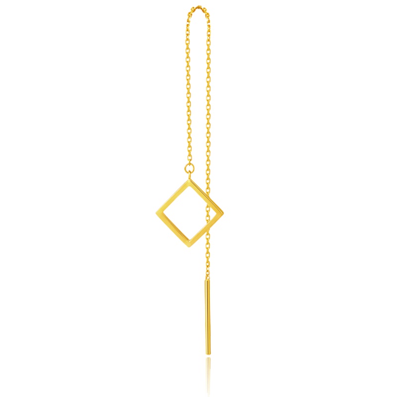 礼品周大福17916系列方形22K 金耳钉耳线(单只)E122413