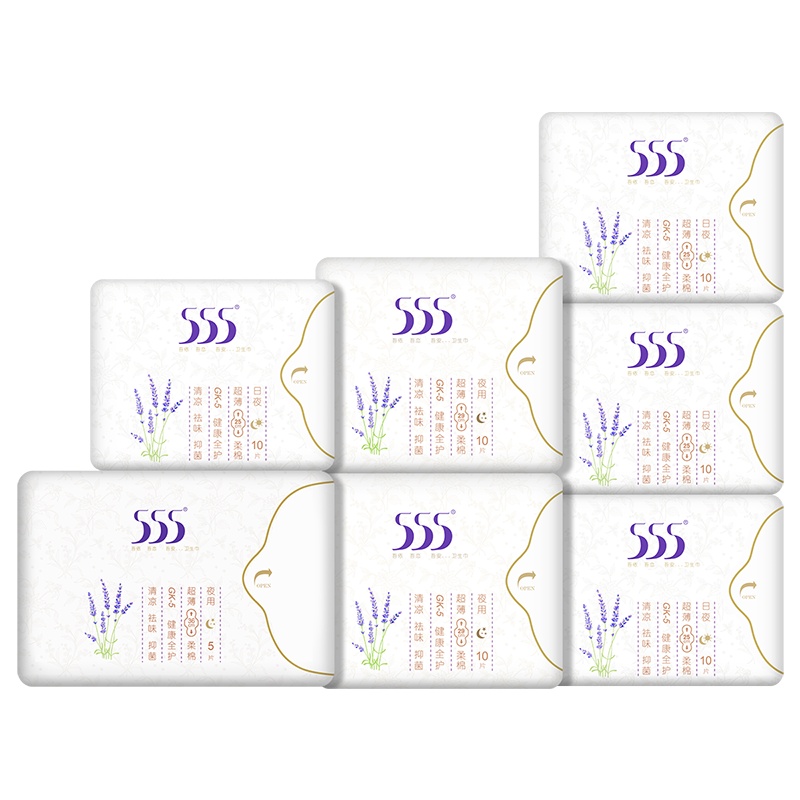 555抑菌超薄卫生巾女日用夜用组合装整箱超长姨妈巾65片