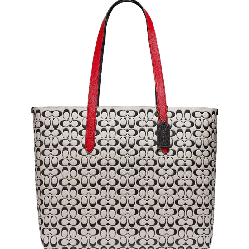COACH\蔻驰 Micky 购物袋 托特包 单肩包 米奇十字纹皮c0897
