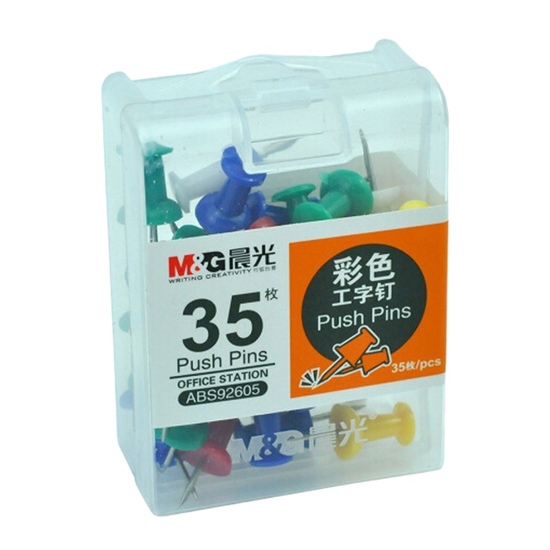 晨光ABS92605 彩色工字钉 图钉画板按钉 彩色创意按钉大头钉绘画图钉金属工字钉 图钉/工字钉 10盒装