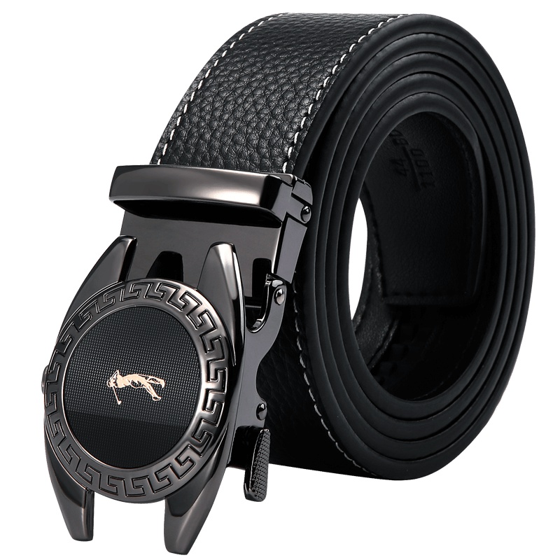 高尔夫GOLF自动扣皮带男士真皮腰带表盘设计扣头柔软耐磨头层牛皮时尚商务男款休闲裤带