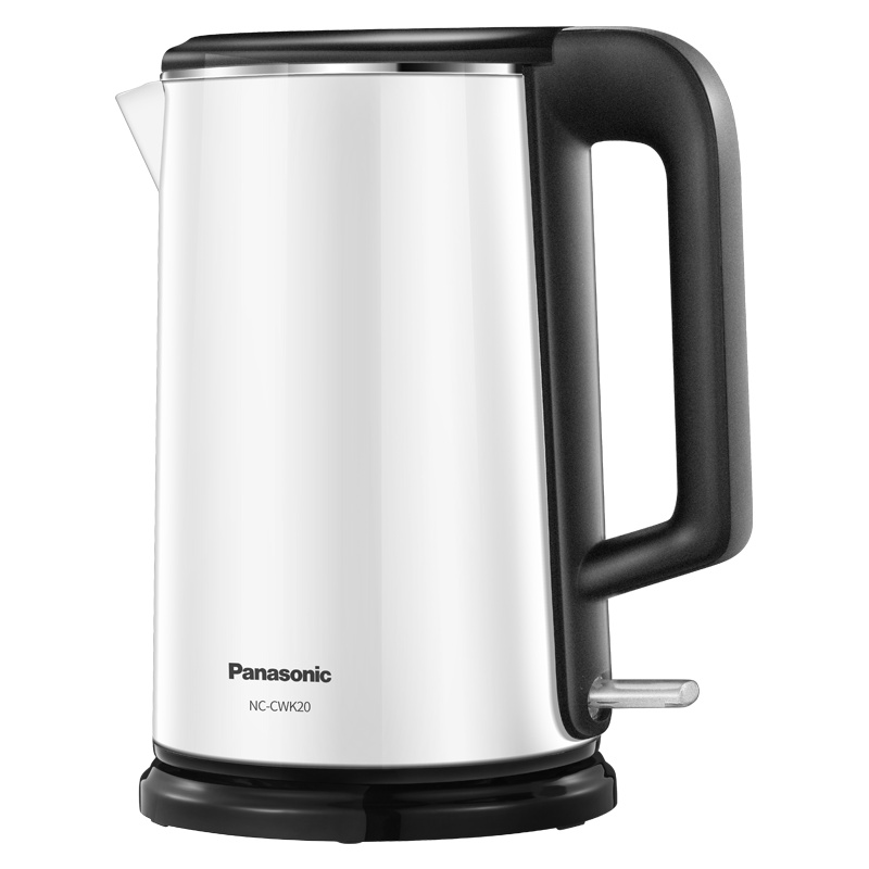 松下(Panasonic)1.5L白色电水壶 1800W大功率 不锈钢内胆 双层隔热防烫 NC-CWK20