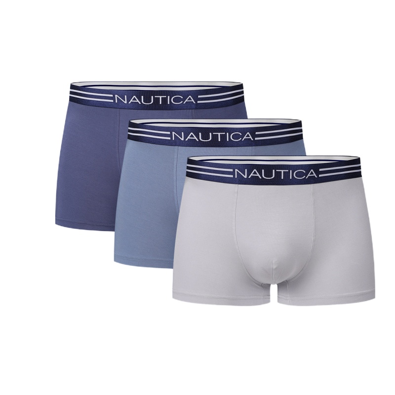 Nautica Underwear 3条装莫代尔男士平角内裤弹力亲肤透气内衣
