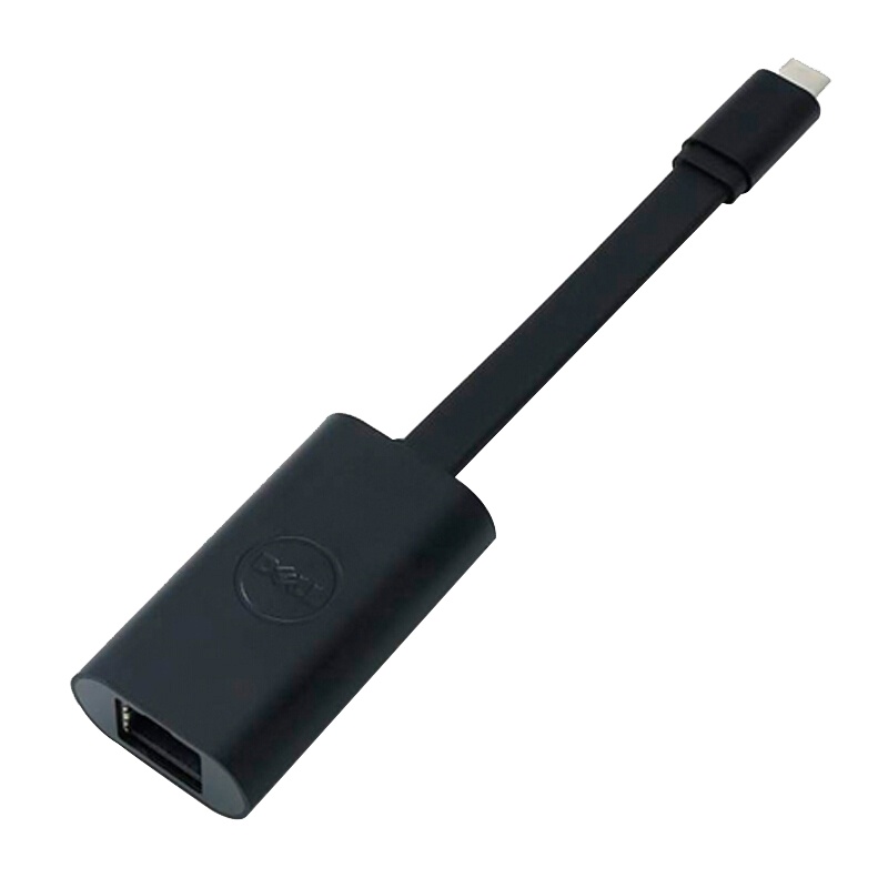 戴尔(DELL)Type-C转RJ45网口 USB-C转有线千兆网 XPS/苹果笔记本网线转接器 黑色
