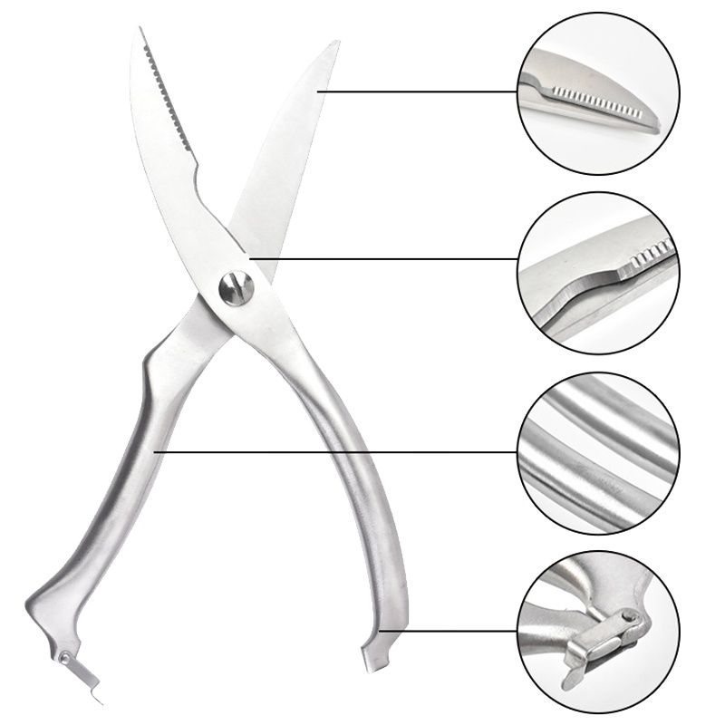 [规格:2把装 27*4*1.5单位:cm 颜色留言备注]厨房多用剪 多功能不锈钢剪刀 强力鸡骨鱼骨剪家用食物剪刀家用