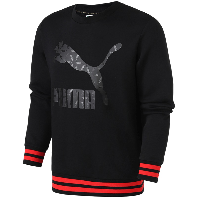 PUMA彪马男装休闲针织套头衫圆领卫衣运动服579092 L 57909201黑色