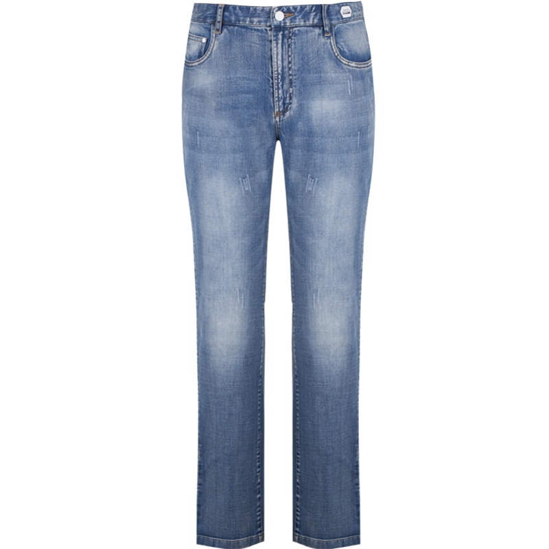 依文春新款男士牛仔裤休闲裤子商务修身浅色做旧牛仔裤