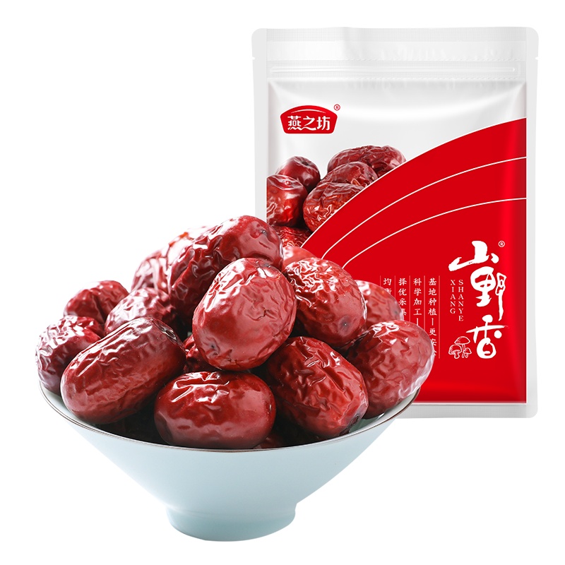 燕之坊新疆若羌吊干灰枣400g 袋装大骏枣红枣小干枣子免洗即食400g