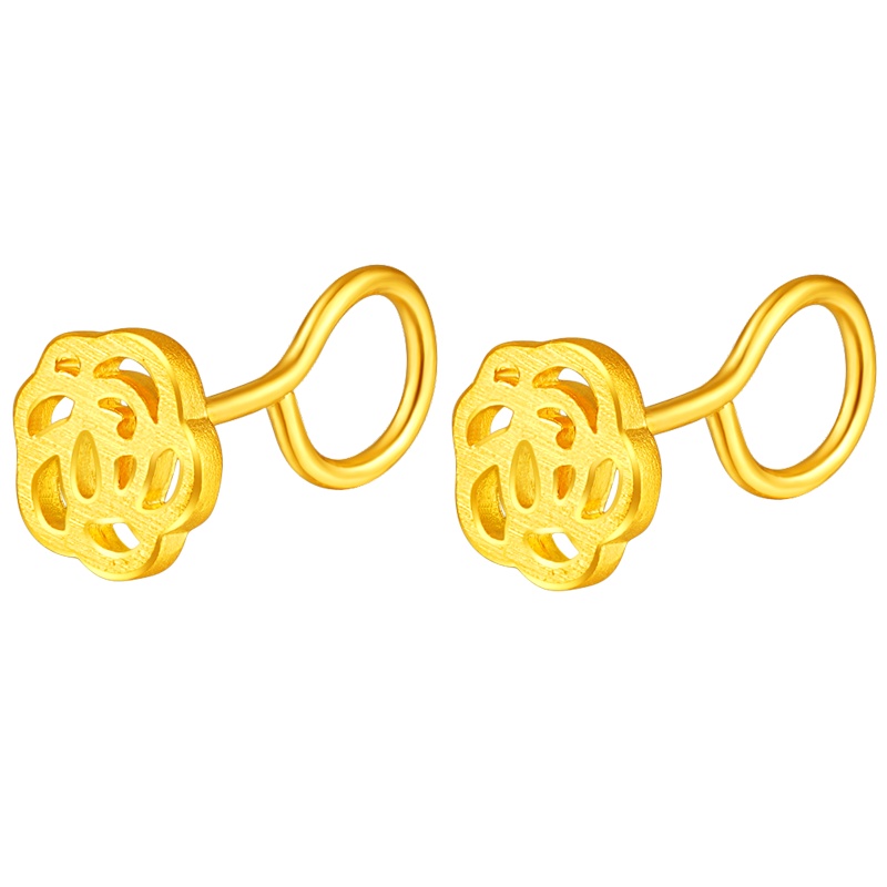 金一国囍足金花月佳期精品女士黄金耳环耳饰新款婚嫁耳饰花朵耳坠结婚送妈妈 (计价)ABF009