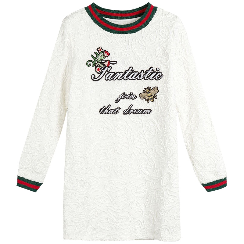 拉夏贝尔秋季女装新气质拼接蕾丝长袖中裙连衣裙女20010714