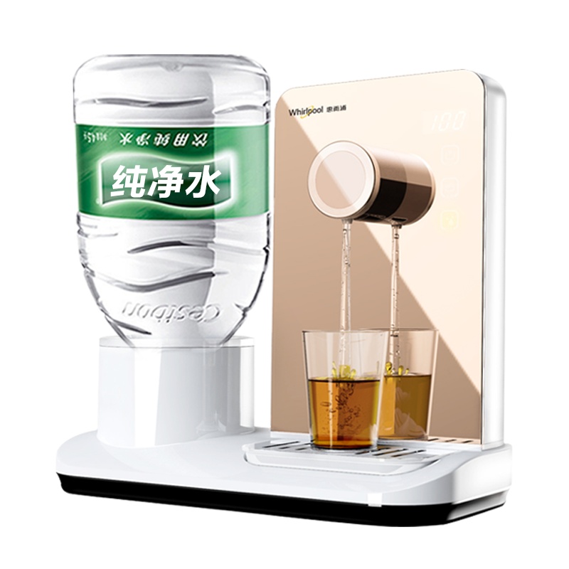 惠而浦(Whirlpool)饮水台式速热家用办公室智能茶吧机直饮机 智能温控 6秒速热即热饮水机WK-AP03Q-2金