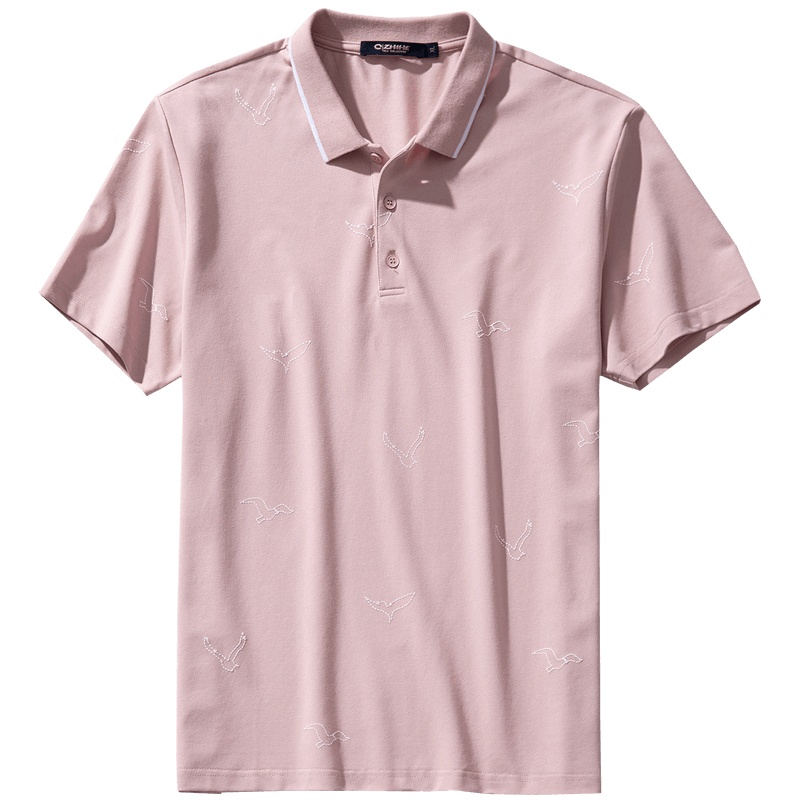 千纸鹤刺绣polo衫男2019春夏男士撞色翻领休闲短袖上装25071