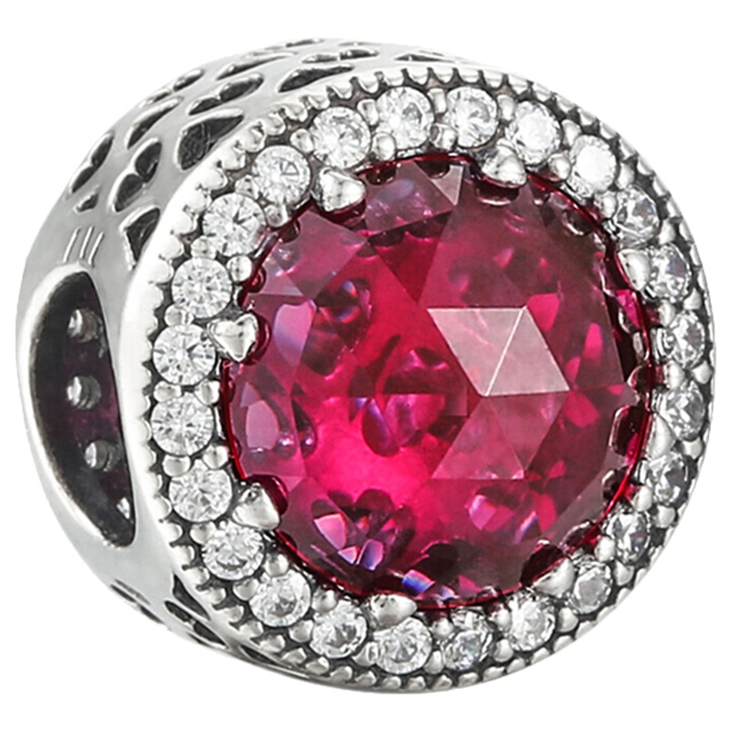 PANDORA潘多拉 925银串饰樱桃红闪亮的心串珠791725NCC