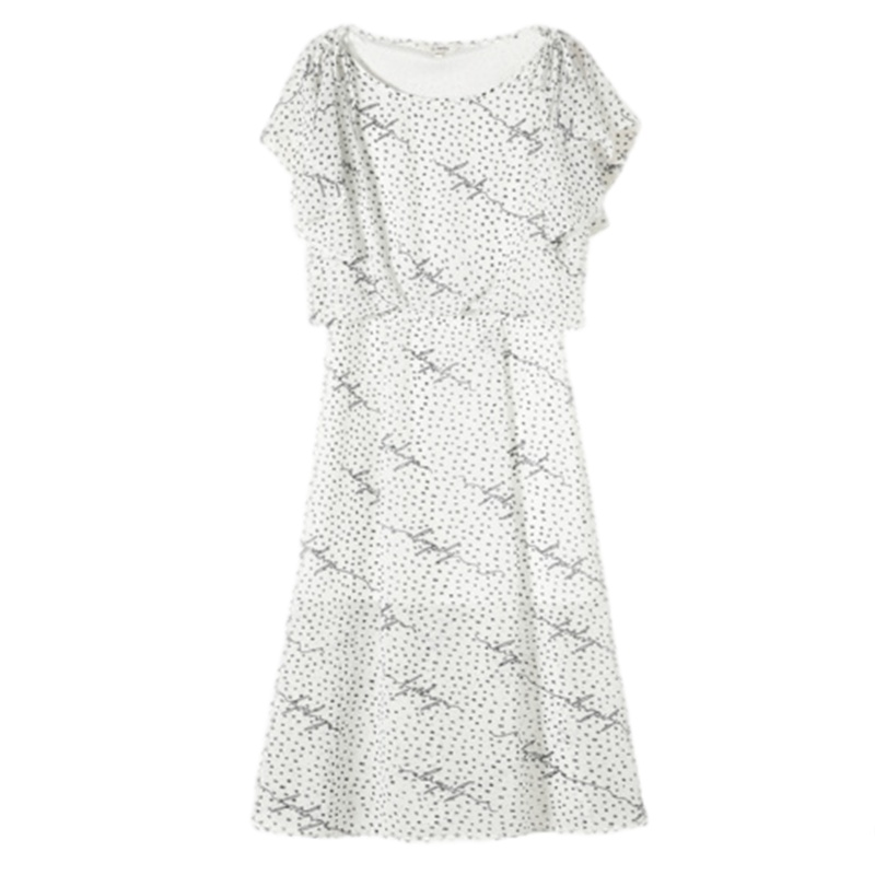 拉贝缇波点雪纺连衣裙女裙夏季新款法国小众桔梗裙子超仙森系