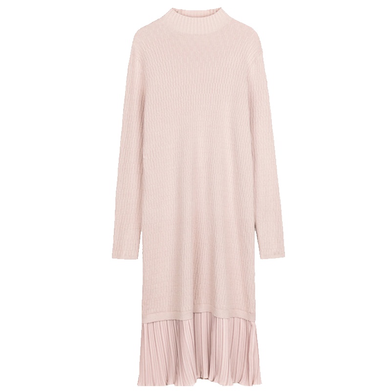 【专柜同款】拉夏贝尔纯色圆领套头连衣裙2019秋冬季新款通勤韩版时尚中长裙女10023871