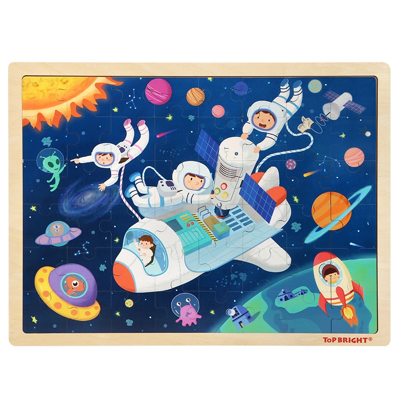 特宝儿(topbright)太空探索48片儿童拼插拼图玩具宝宝木质拼图男孩女孩儿童玩具2-3岁-6岁 120415