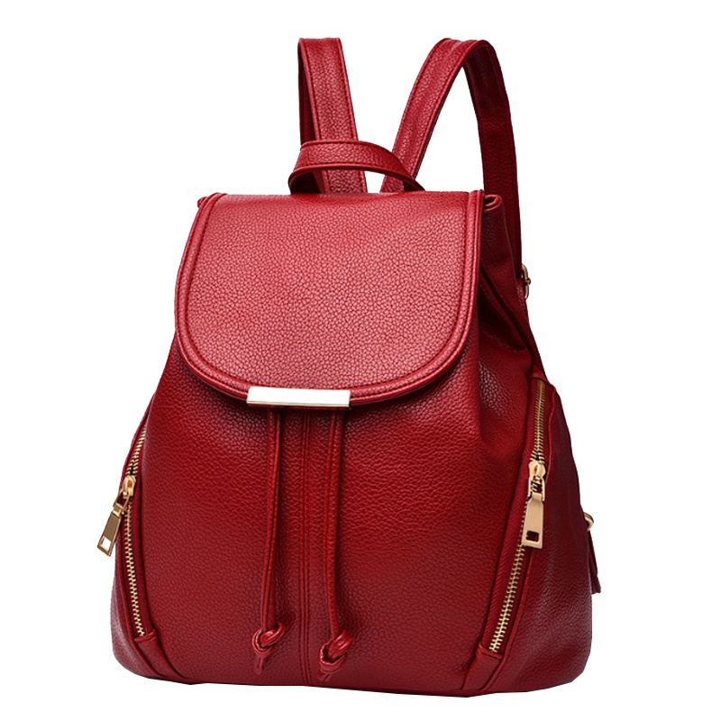 斯妮拉 青年大学生双肩包包女包2023新款 潮女背包新款软皮时尚休闲拉链书包韩版潮