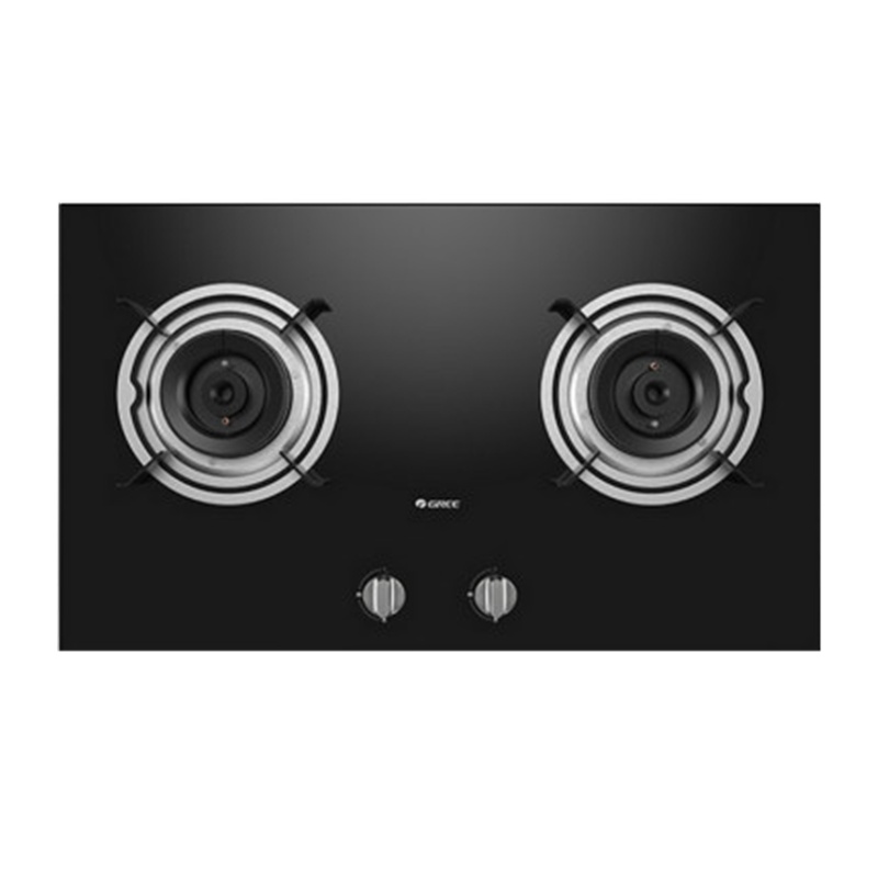 格力(GREE)燃气灶 JZY-QSX80B黑色 家用液化气灶 台 嵌两用猛火双眼灶 大火力灶具然气灶 可调节底座