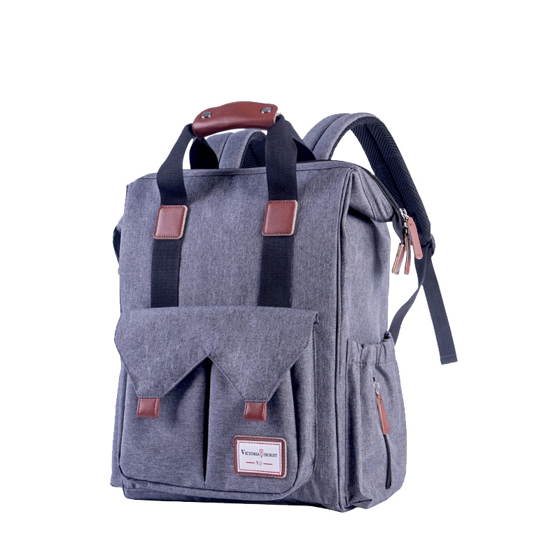 维多利亚旅行者(victoriatourist)双肩电脑包大容量15.6英寸电脑数码包旅行背包情侣款书包V8018灰色
