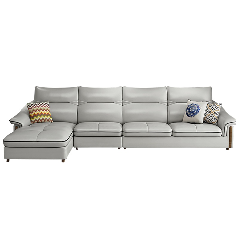 喜临门 沙发 欧式客厅组合 简约现代真皮沙发 懒人多人皮沙发 头层牛皮客厅家具组合 雅顿 浅灰色