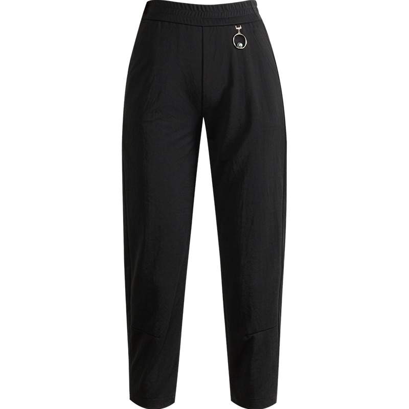 娅丽达女裤七分休闲裤女哈伦宽松黑色夏季薄款2019八分女士裤子U2045A0