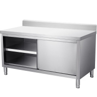 德玛仕不锈钢工作台 单通打荷台 商用储物柜 操作台 切菜桌子 1200x760x800mm 304单通带靠背