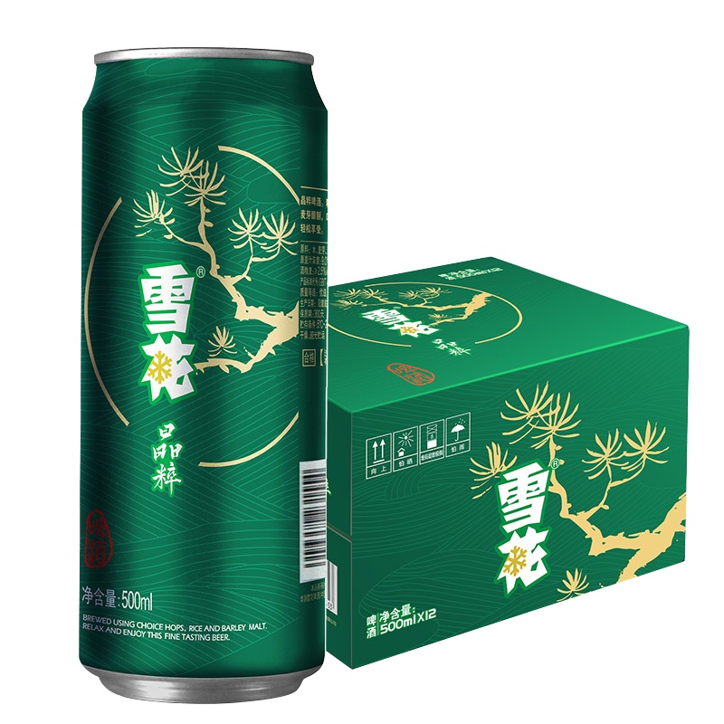 雪花啤酒(Snowbeer)晶粹 500ml*12听 (清爽升级版) 整箱装