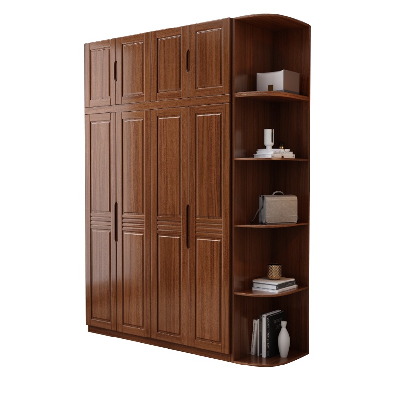 景山百岁 衣柜 胡桃木衣柜 实木衣柜 现代中式衣柜 三门四门五门六门衣柜木质组合衣柜 可加顶对开衣柜 2022