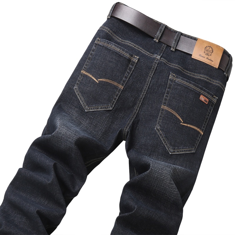 吉普战车(JIPUZHANCHE)秋冬新款高腰男士牛仔裤弹力直筒中老年休闲裤男士牛仔裤 男裤宽松长裤