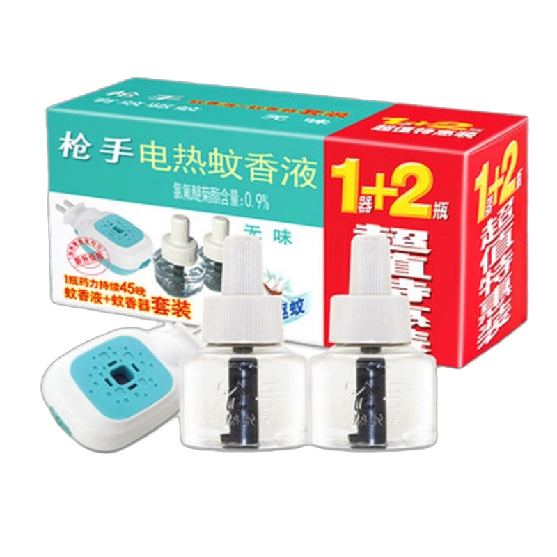 枪手电热蚊香液1器+2液 45ml蚊香液 无味驱蚊防蚊20盒/箱WXYDJ点睛