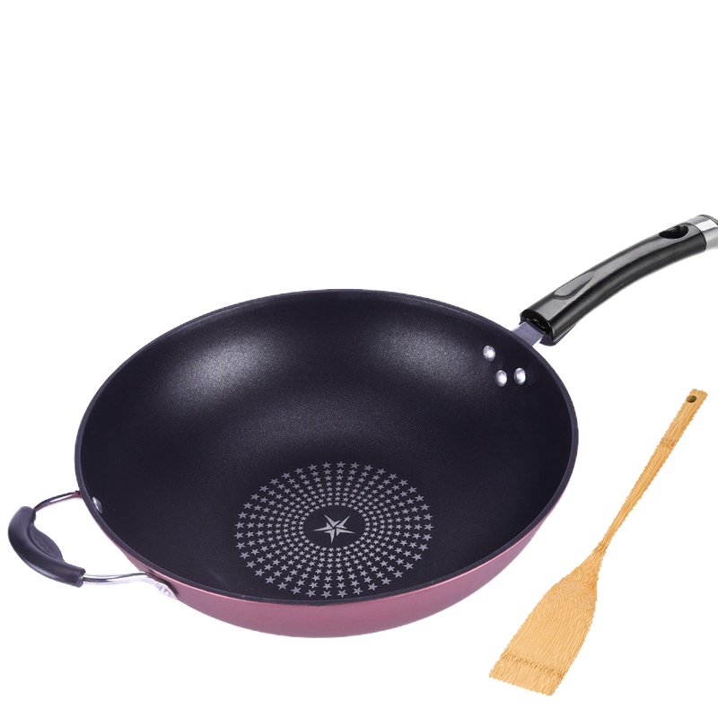 大马勺 家用平低铁锅电子炉专碰不贴底池祸炒菜可以做饭做的吵钞 FENGHOU 34cm带耳加厚锅体不带盖炒锅