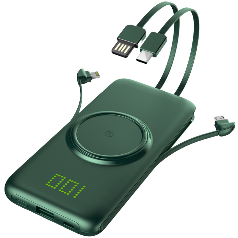 【美国SUIDDY】20000毫安无线充电宝自带线三合一适用于苹果华为小米手机超薄小巧便携大容量专用移动电源