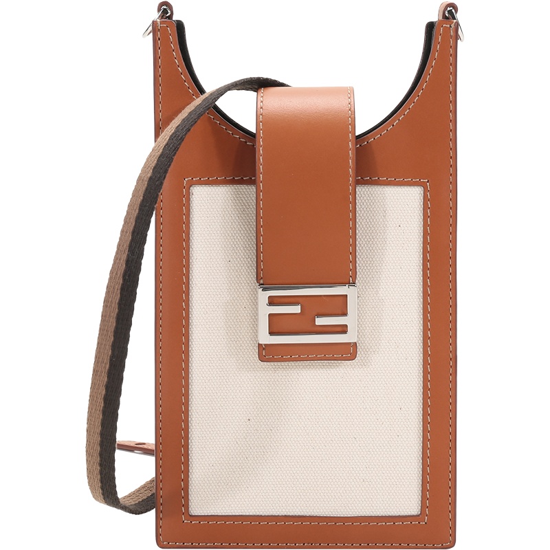 FENDI 男女款 BAGUETTE系列织物配皮手提单肩斜挎包手机包7AR944 AFBC