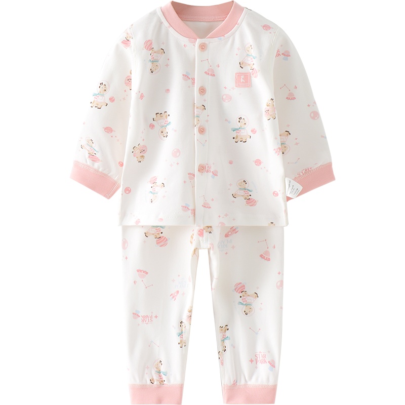 童泰(TONGTAI)2020年新款5-24个月宝宝四季纯棉立领婴儿对开内衣裤子家居服套装