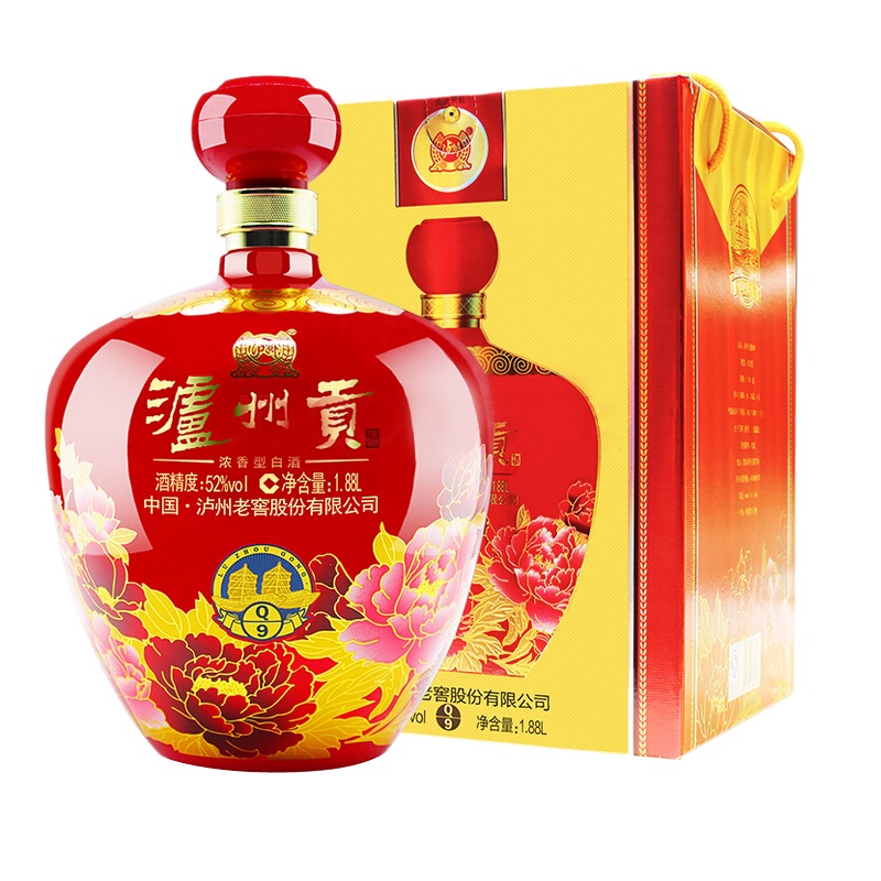 泸州老窖泸州贡52度1880ML红款黄款随机发货 也可自主备注颜色浓香型高度大坛白酒礼盒装