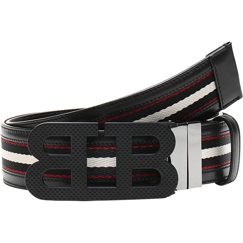 BALLY 巴利 男士织物配皮板扣式腰带 MIRROR B 40 M TSP