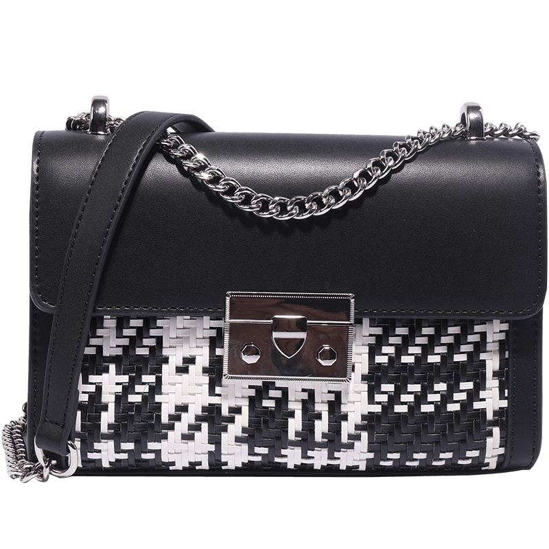 都宝路(dubaolu) 2020秋冬新款时尚简约百搭编织格子斜挎单肩小方包