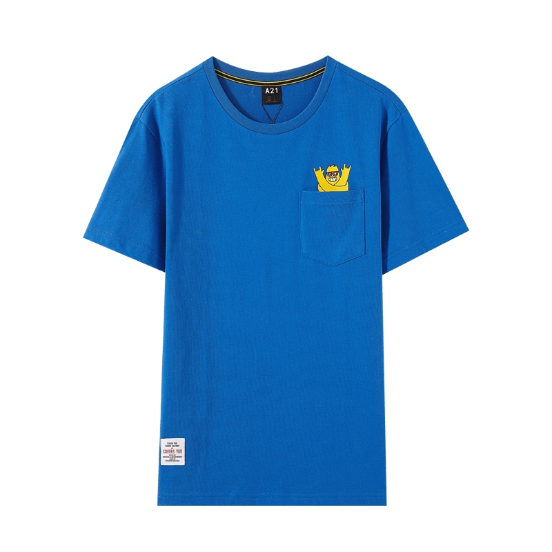 A21夏季新款2020男装 休闲男士衣服短袖潮男T恤撞色卡通印花上衣