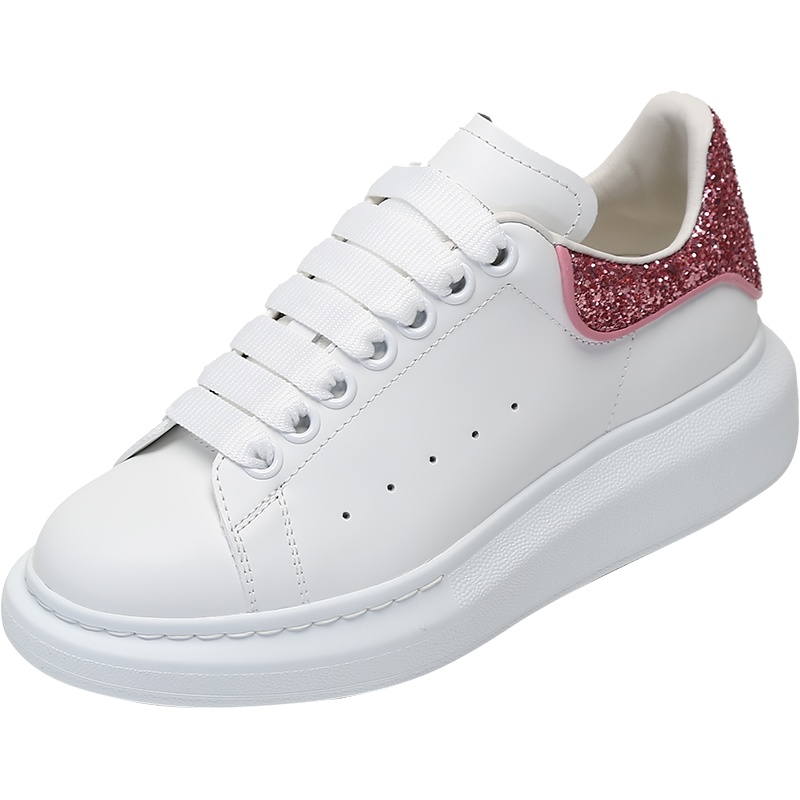 亚历山大·麦昆 ALEXANDER MCQUEEN 女士皮革阔型系带休闲运动鞋小白鞋558945 WIA4Y