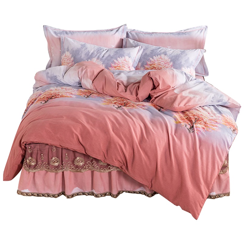 泰念Tai nian 新款全棉加厚磨毛系列--床裙四件套田园风小清新4件套家纺床上用品1.8m1.5m床